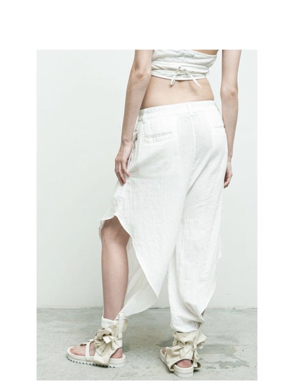Nicholas K Citra Pants Size Large – Ivory, Draped, Elastic Waist, Relaxed Fit - Picture 3 of 10